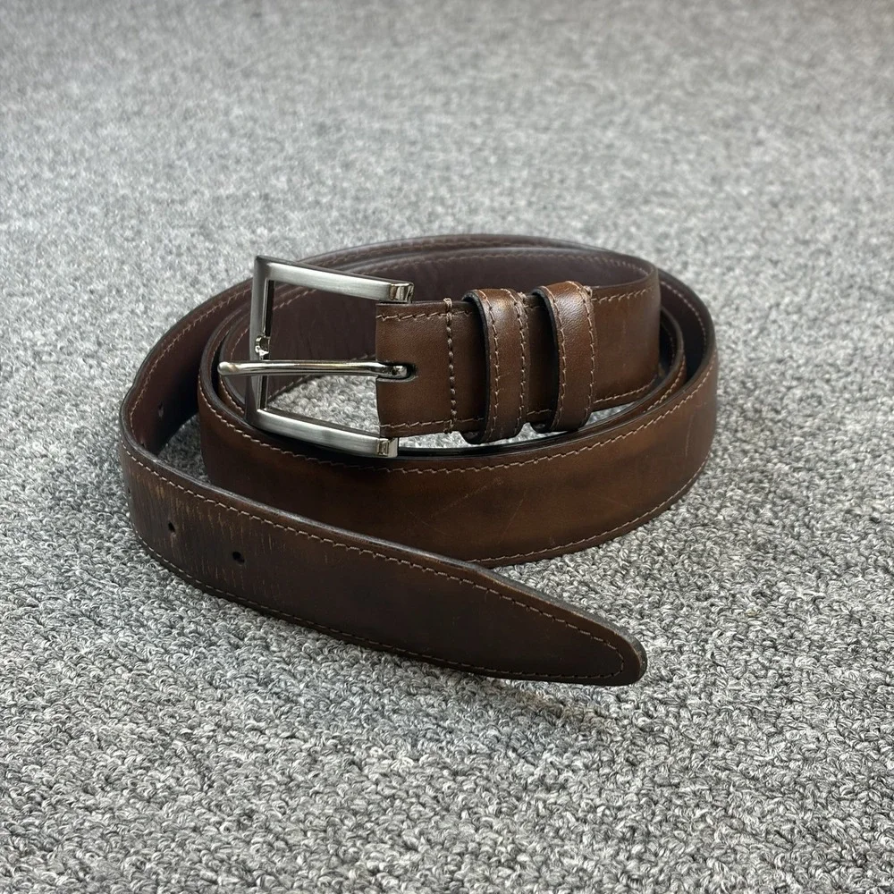 Allen Edmonds Italian Calfskin Brown Leather Belt Size 52 Made in USA‎ Dress